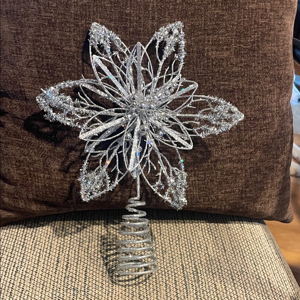 Silver Sparkly Star Christmas Tree Topper